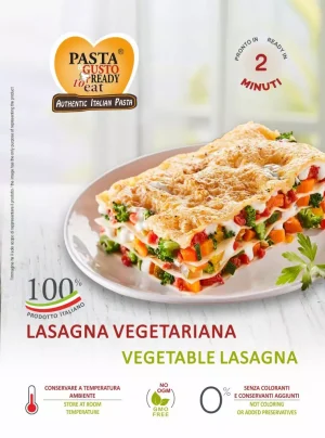 Piatto di Lasagna Vegetariana. pronta in soli 2 minuti. www.fuorifrigo.com