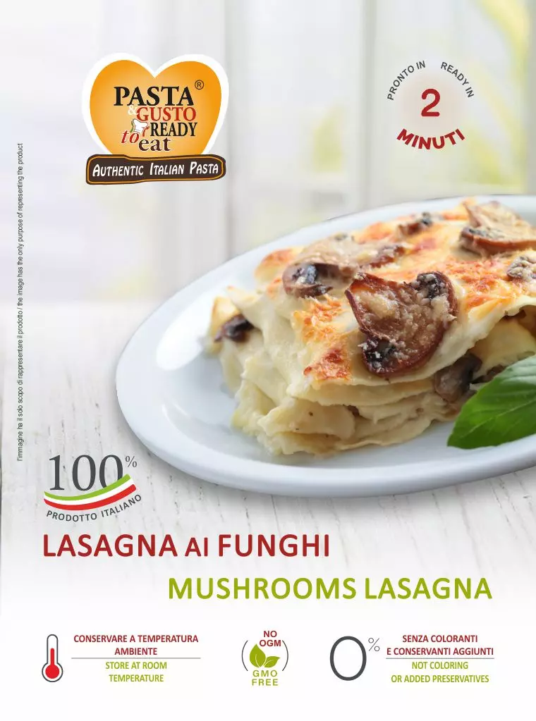 Piatto di lasagna ai Funghi. pronta in soli 2 minuti. www.fuorifrigo.com Piatto di lasagna ai Funghi. pronta in soli 2 minuti. www.fuorifrigo.com