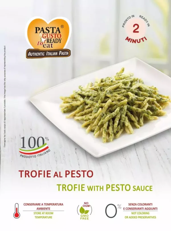 Piatto di Trofie al Pesto. pronta in soli 2 minuti. www.fuorifrigo.com
