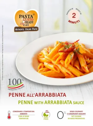 Piatto di Penne all'Arrabbiata pronta in soli 2 minuti. www.fuorifrigo.com